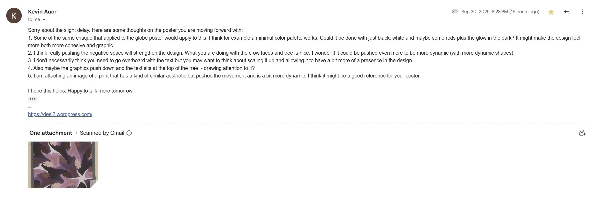 Kevin's response